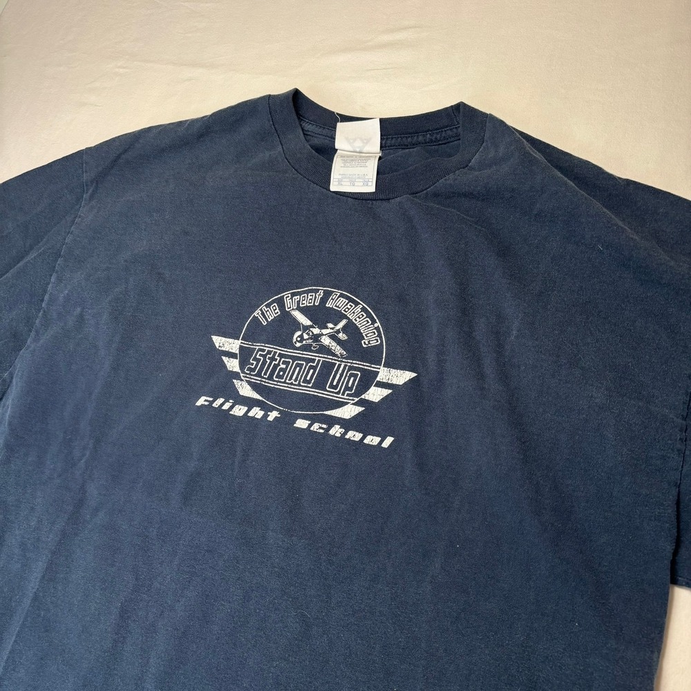 Alstyle Flight School Great Awakening T-Shirt Mens XL Blue Short Sleeve Tee